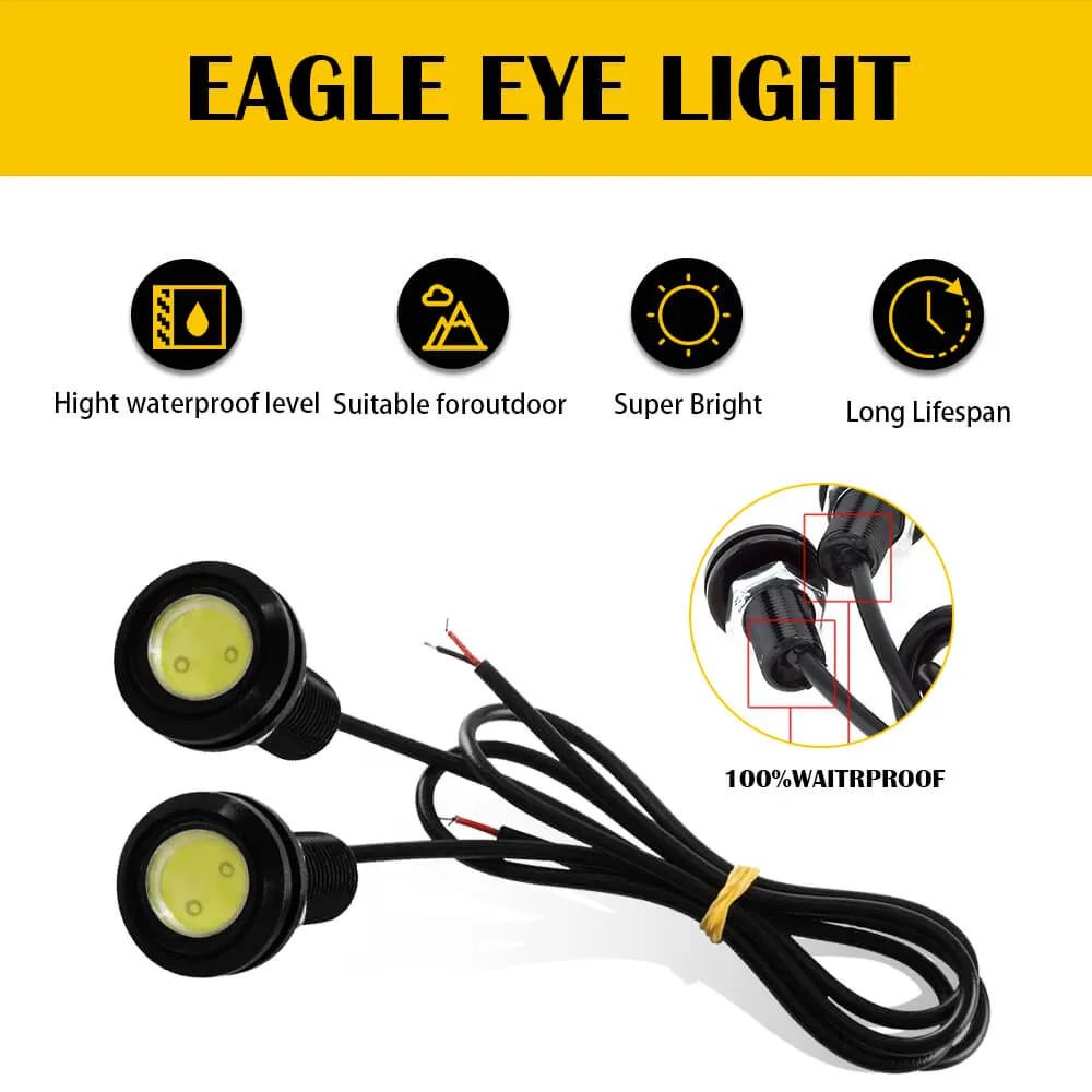 10pcs Eagle Eye LED Lights Fog Daytime Running Lights Reverse Tail Small bulb