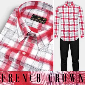 Amaranth Red Plaid Twill Plaid Premium Cotton Shirt