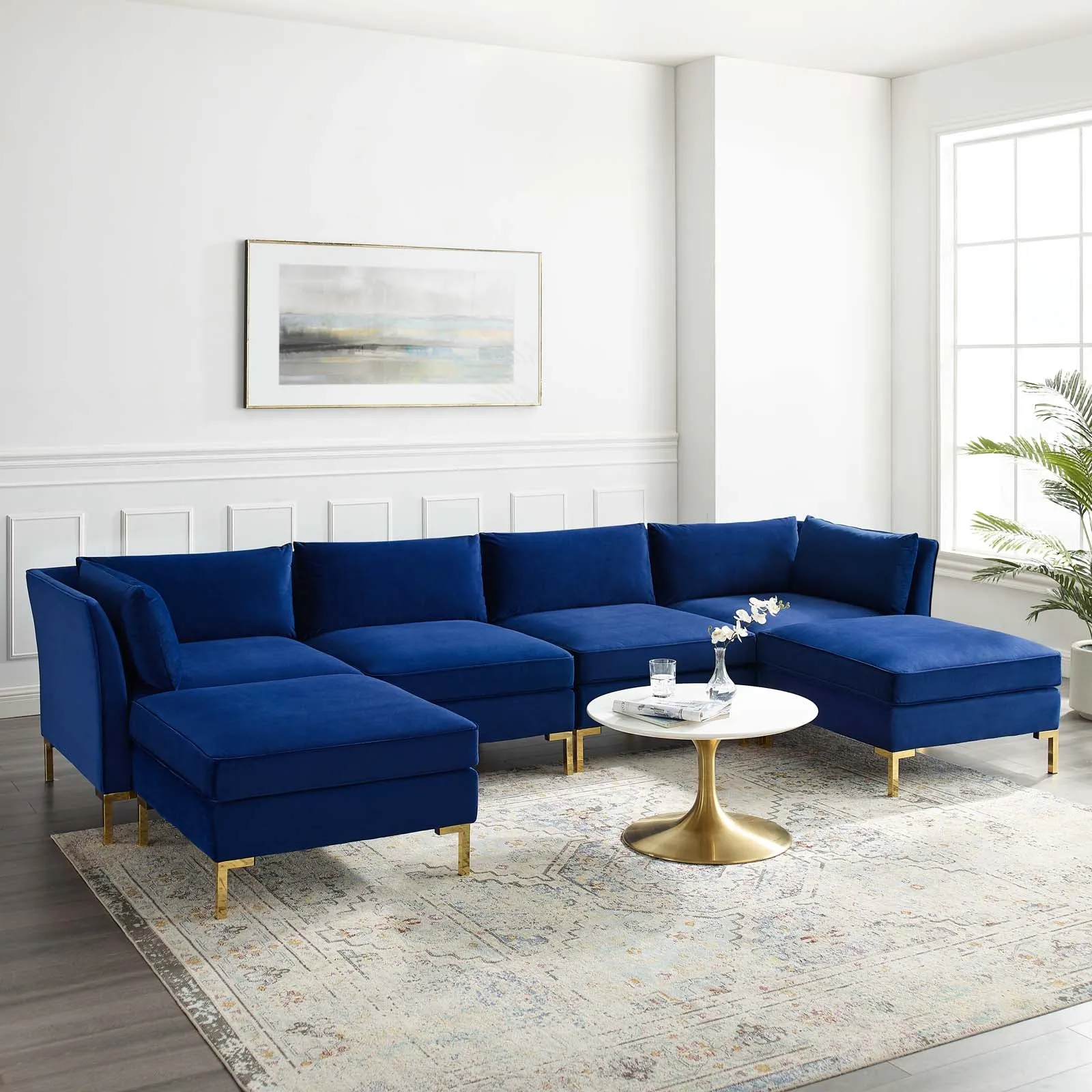 Ardent 6-Piece Performance Velvet Sectional Sofa by Modway