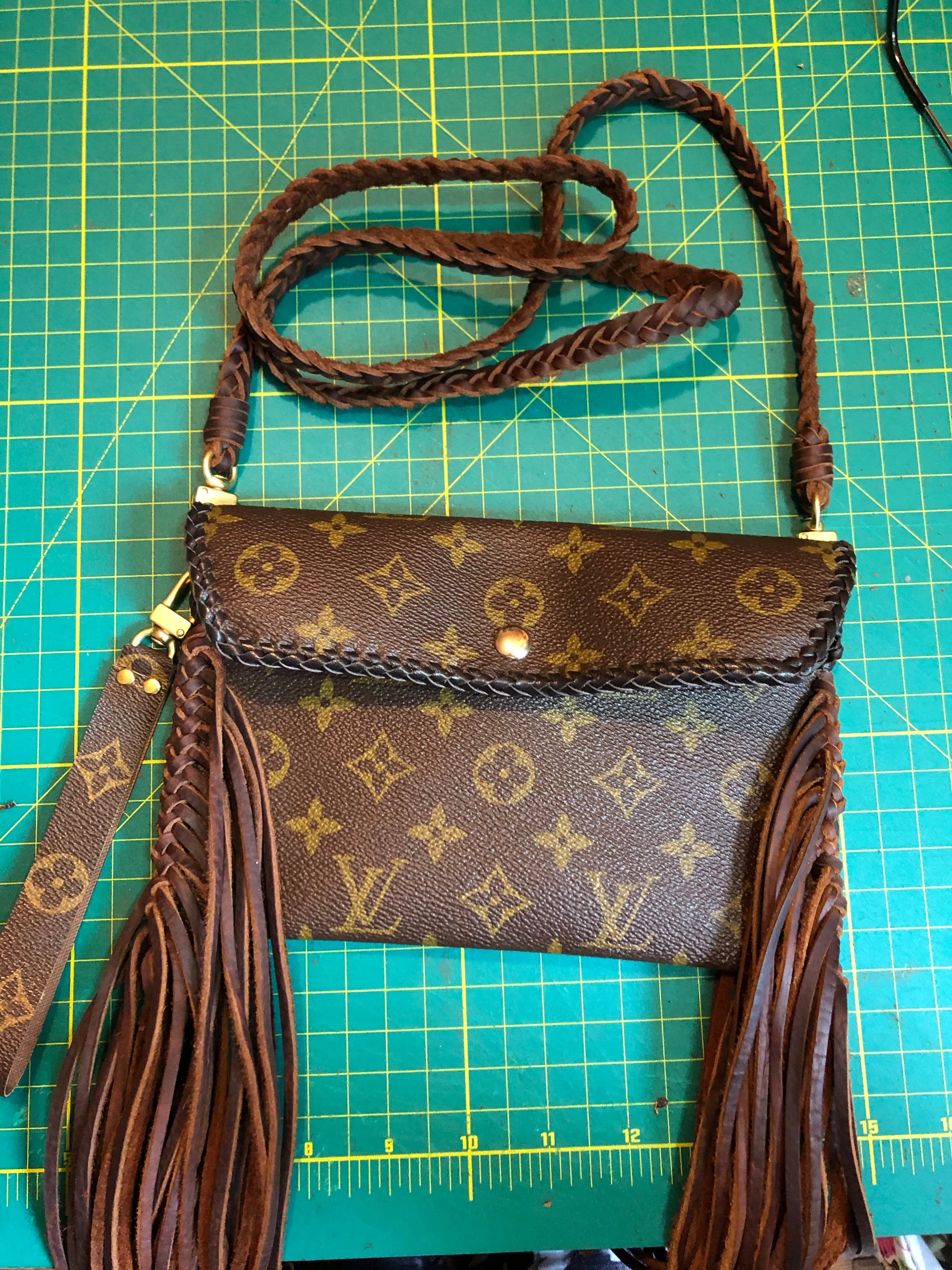 Final payment for Special Order Wren - Full Monogram Fringed Vintage Wristlet/Crossbody/Clutch