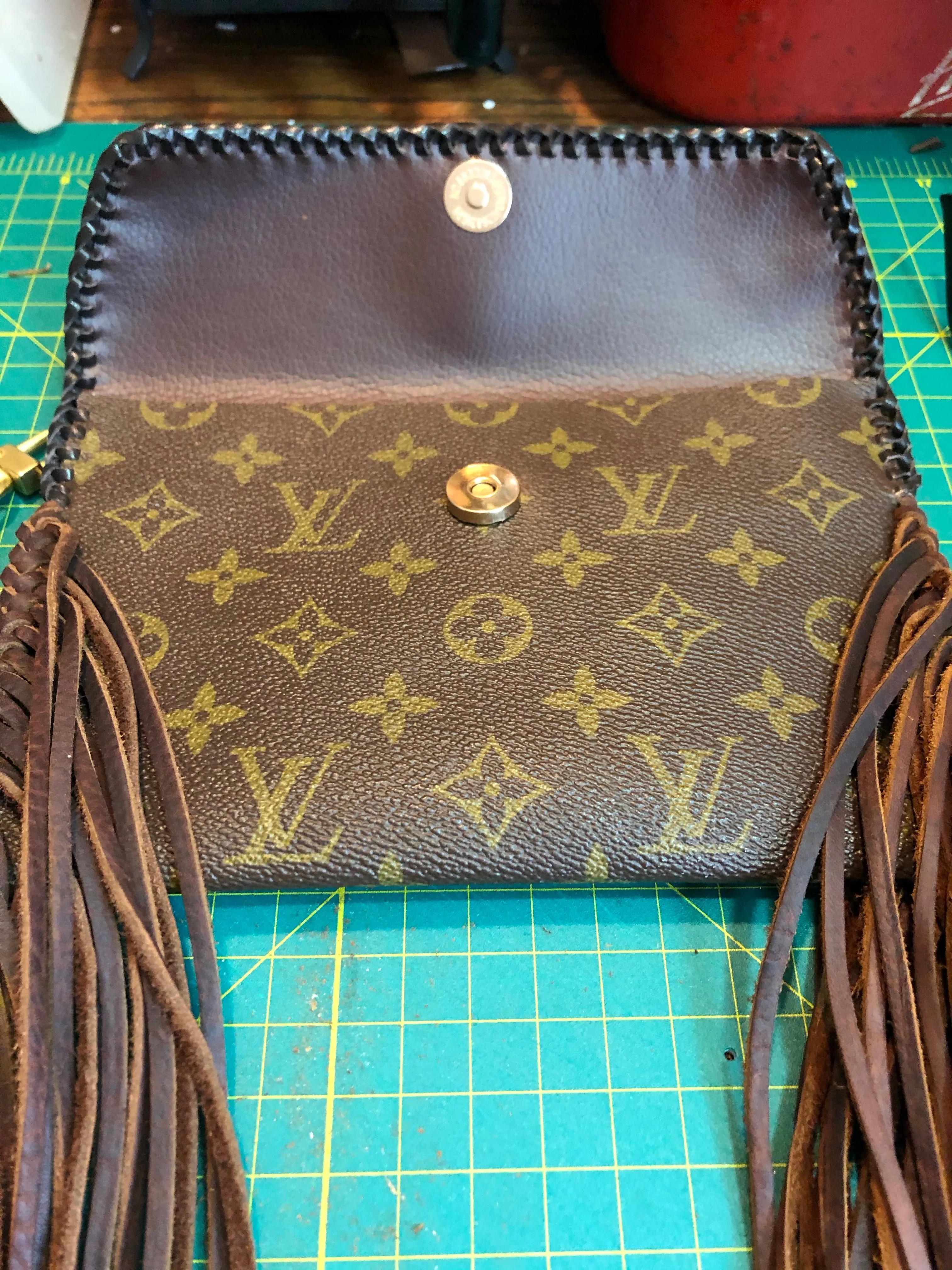 Final payment for Special Order Wren - Full Monogram Fringed Vintage Wristlet/Crossbody/Clutch