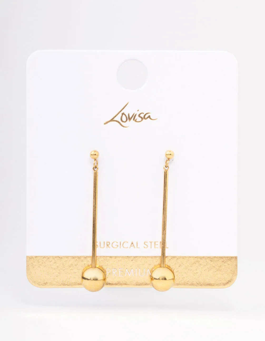 Gold Plated Stainless Steel Small Stick & Drop Earrings