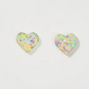 Heart Stud Earrings - Pastel