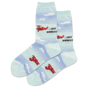 HOTSOX Women's Just Married Plane Crew Socks