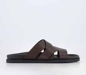 Mens Office Tahiti Multistrap Covered Footbed Chocolate