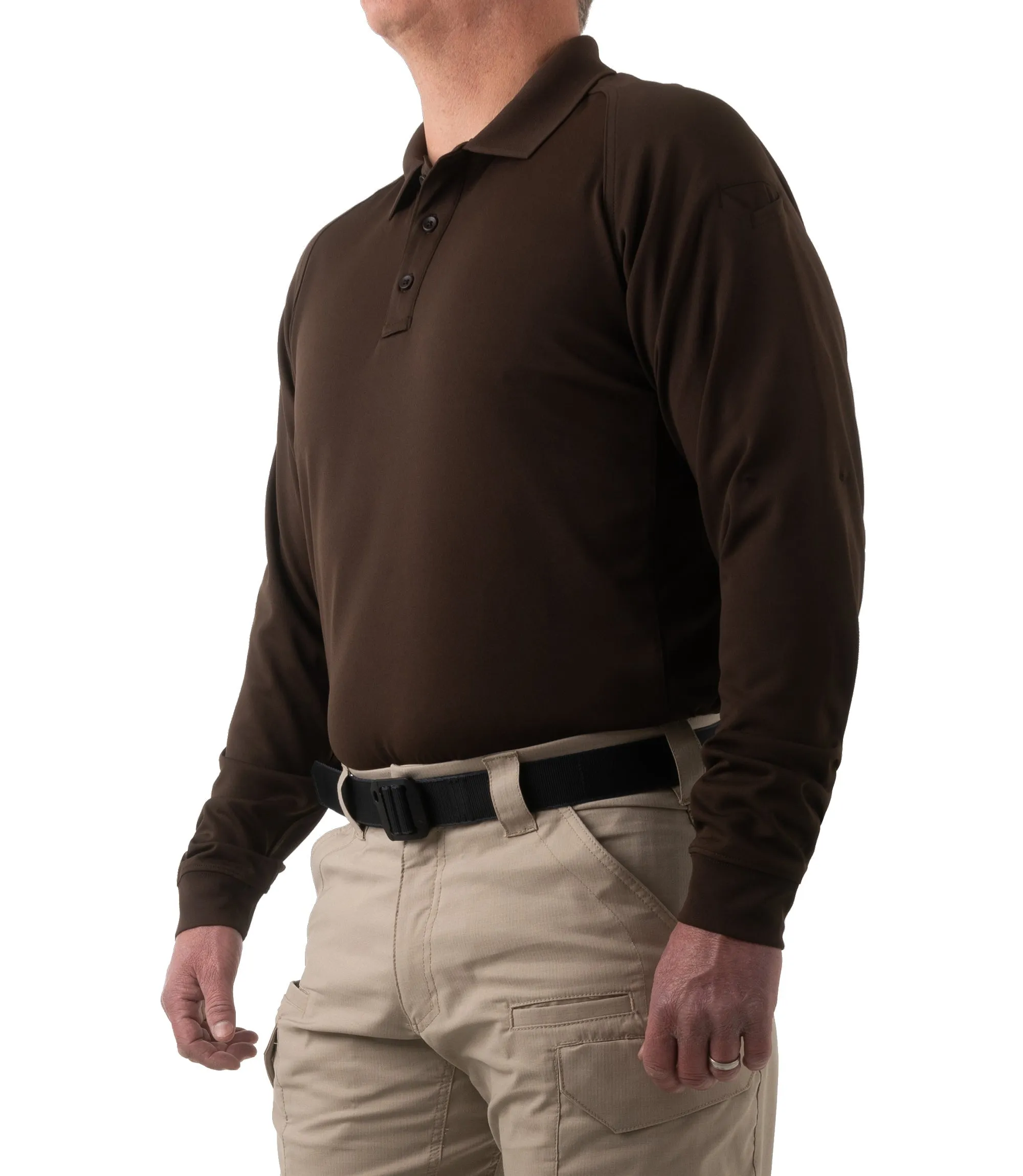 Men's Performance Long Sleeve Polo / Kodiak Brown