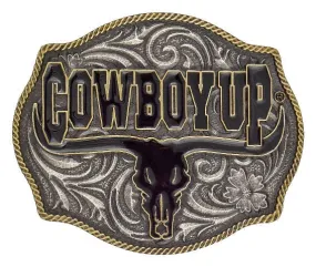 "Cowboy Up" Western Longhorn Belt Buckle