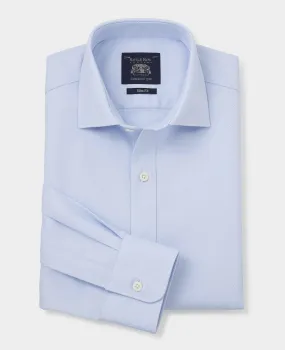 Sky Blue Textured Dobby Slim Fit Formal Shirt - Single Cuff