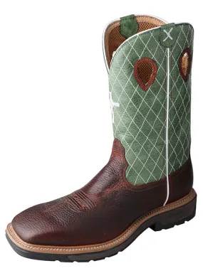 Twisted X Men's Lite Cowboy Workboot – Cognac Glazed Pebble/Lime/MLCS002