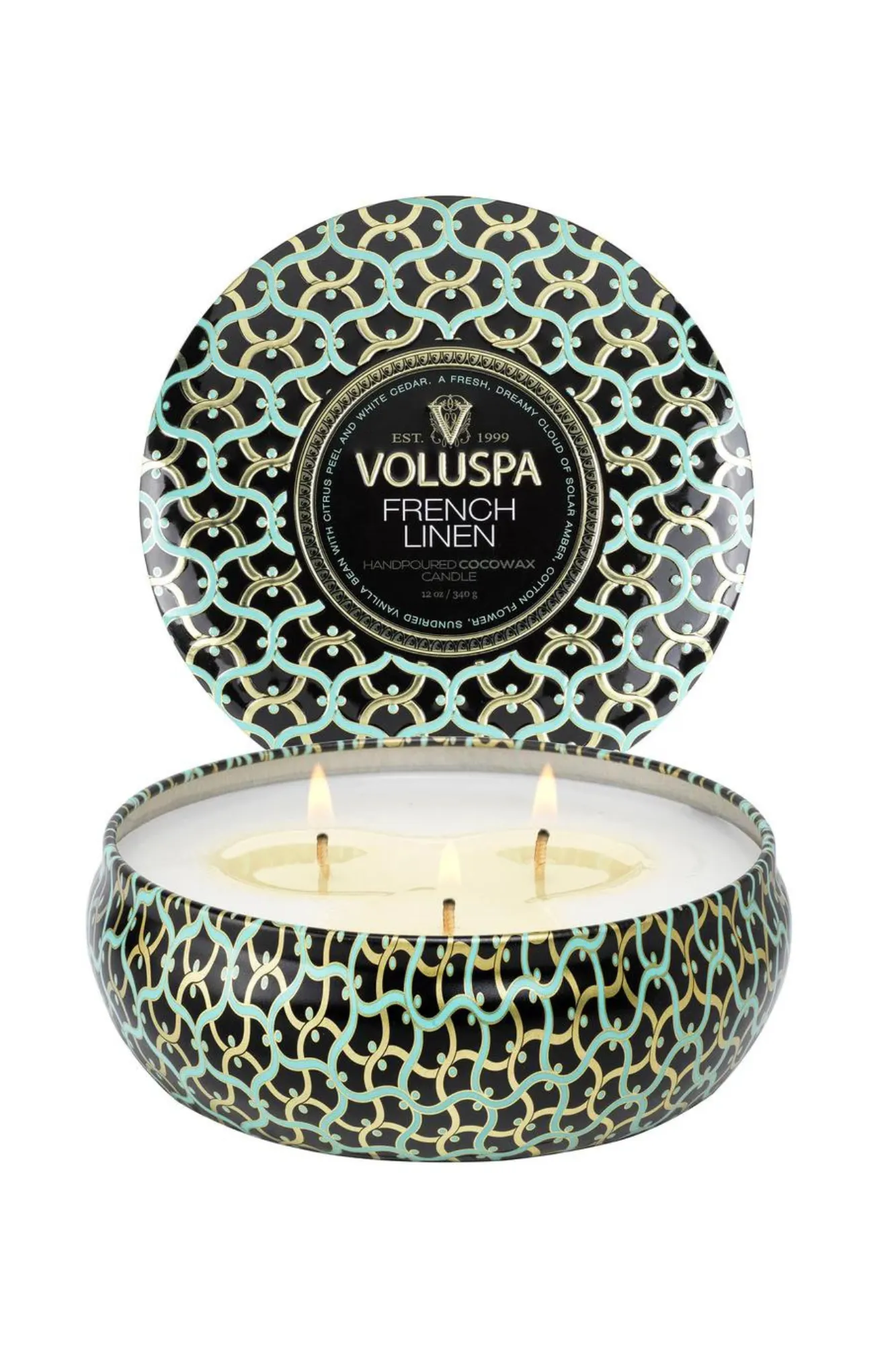 Voluspa 3 Wick Tin Candle - French Linen